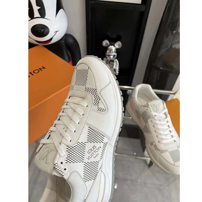 Louis Vuitton LV Unisex Run Away Sneaker White Maxi Damier-Embossed Grained Calf Leather Rubber (8)