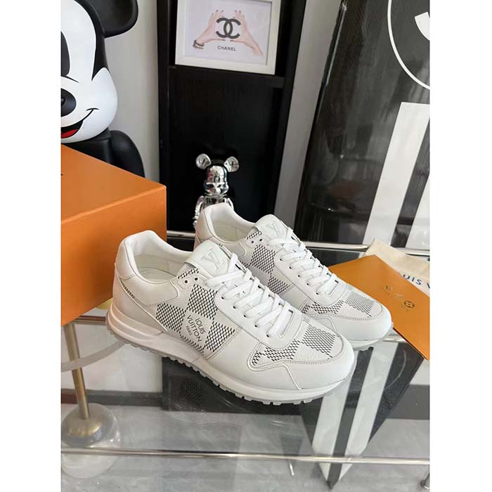 Louis Vuitton LV Unisex Run Away Sneaker White Maxi Damier-Embossed Grained Calf Leather Rubber (9)