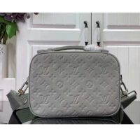 Louis Vuitton LV Unisex S Lock Messenger Mineral Gray Embossed Taurillon Monogram Cowhide Leather (9)