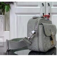 Louis Vuitton LV Unisex S Lock Messenger Mineral Gray Embossed Taurillon Monogram Cowhide Leather (9)