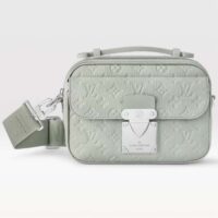 Louis Vuitton LV Unisex S Lock Messenger Mineral Gray Embossed Taurillon Monogram Cowhide Leather (9)