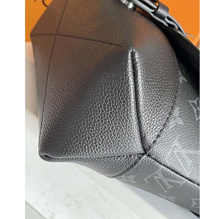 Louis Vuitton LV Unisex Saumur Messenger Monogram Eclipse Coated Canvas Black Leather (12)