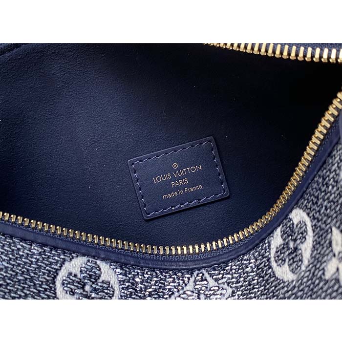 Louis Vuitton LV Unisex Side Trunk Blue Monogram Coated Canvas Cowhide Leather (10)