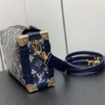 Louis Vuitton LV Unisex Side Trunk Blue Monogram Coated Canvas Cowhide Leather - immagine 8
