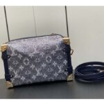 Louis Vuitton LV Unisex Side Trunk Blue Monogram Coated Canvas Cowhide Leather - immagine 3