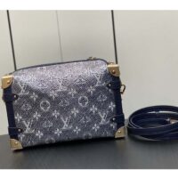 Louis Vuitton LV Unisex Side Trunk Blue Monogram Coated Canvas Cowhide Leather (2)