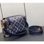 Louis Vuitton LV Unisex Side Trunk Blue Monogram Coated Canvas Cowhide Leather - immagine 4