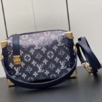 Louis Vuitton LV Unisex Side Trunk Blue Monogram Coated Canvas Cowhide Leather - immagine 2
