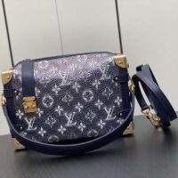 Louis Vuitton LV Unisex Side Trunk Blue Monogram Coated Canvas Cowhide Leather (2)