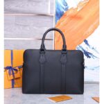 Louis Vuitton LV Unisex Takeoff Briefcase Black Grained Calf Leather Cowhide Textile Lining – Image 3