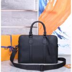 Louis Vuitton LV Unisex Takeoff Briefcase Black Grained Calf Leather Cowhide Textile Lining – Image 2