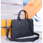 Louis Vuitton LV Unisex Takeoff Briefcase Black Grained Calf Leather Cowhide Textile Lining – Image 4