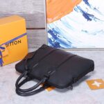 Louis Vuitton LV Unisex Takeoff Briefcase Black Grained Calf Leather Cowhide Textile Lining – Image 6