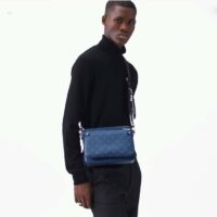 Louis Vuitton LV Unisex Trio Messenger Cobalt Blue Monogram Coated Canvas Taiga Cowhide Leather (1)