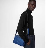 Louis Vuitton LV Unisex Trio Messenger Cobalt Blue Monogram Coated Canvas Taiga Cowhide Leather (1)