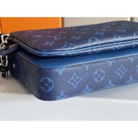 Louis Vuitton LV Unisex Trio Messenger Cobalt Blue Monogram Coated Canvas Taiga Cowhide Leather (1)