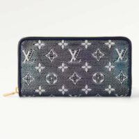 Louis Vuitton LV Unisex Zippy Wallet Blue Monogram Coated Canvas Cowhide Leather (1)