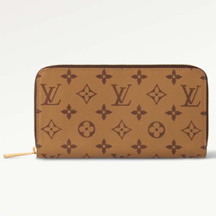Louis Vuitton LV Unisex Zippy Wallet Monogram Reverse Coated Canvas Cowhide Leather