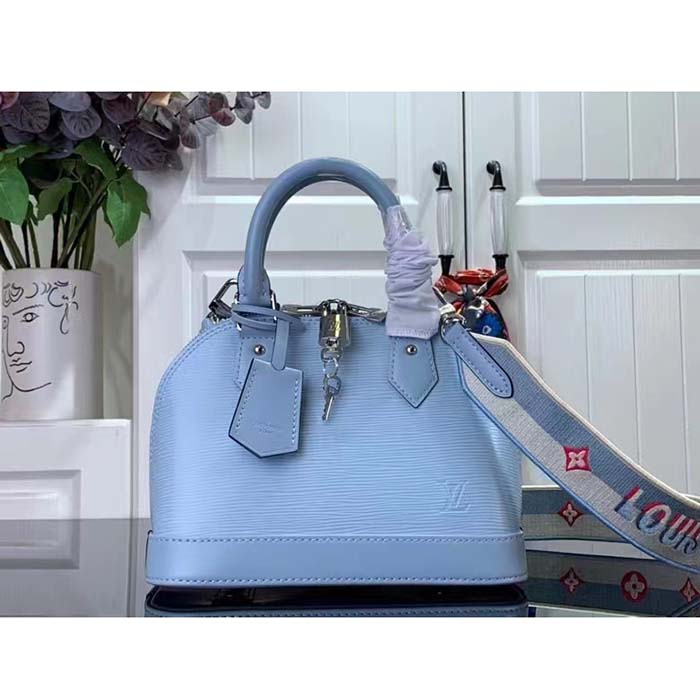 Louis Vuitton LV Women Alma BB Handbag Cloud Blue Epi Grained Smooth Cowhide Leather (9)