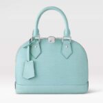 Sac à main Louis Vuitton LV Alma BB pour femme en cuir de vachette grainé épi turquoise lagon