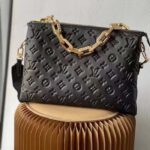 Louis Vuitton LV Women Coussin MM Handbag Black Monogram Embossed Puffy Lambskin - immagine 2