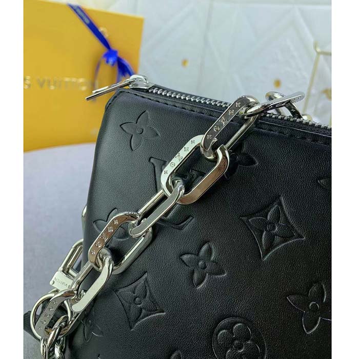 Louis Vuitton LV Women Coussin PM Handbag Black Lambskin Cowhide Leather (1)
