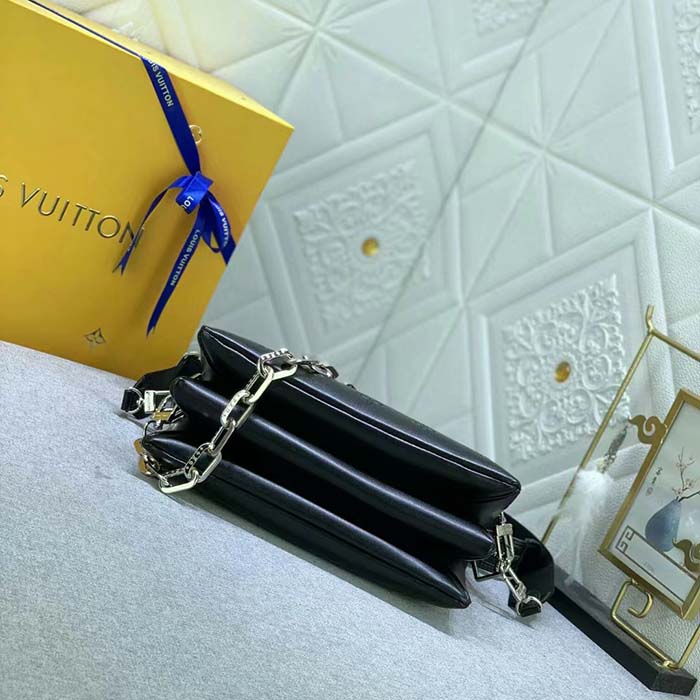 Louis Vuitton LV Women Coussin PM Handbag Black Lambskin Cowhide Leather (11)