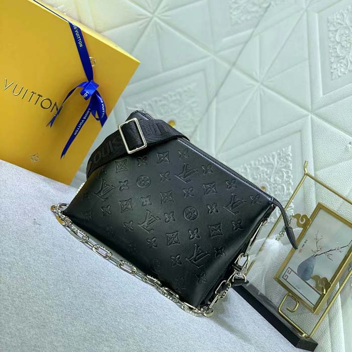 Louis Vuitton LV Women Coussin PM Handbag Black Lambskin Cowhide Leather (3)