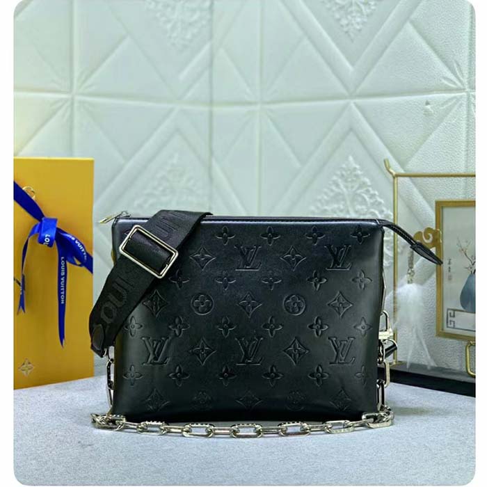 Louis Vuitton LV Women Coussin PM Handbag Black Lambskin Cowhide Leather (5)