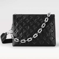 Louis Vuitton LV Women Coussin PM Handbag Black Lambskin Cowhide Leather (6)