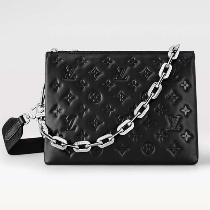 Louis Vuitton LV Women Coussin PM Handbag Black Lambskin Cowhide Leather