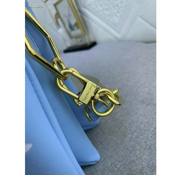 Louis Vuitton LV Women Coussin PM Handbag Blue Lambskin Silk Scarf Cowhide Leather (3)