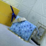 Louis Vuitton LV Women Coussin PM Handbag Blue Lambskin Silk Scarf Cowhide Leather - Image 3