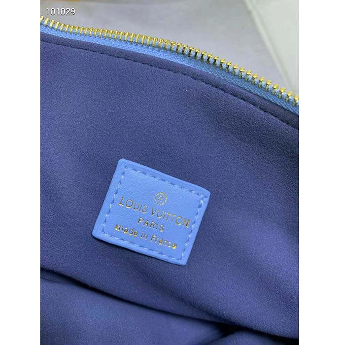Louis Vuitton LV Women Coussin PM Handbag Blue Lambskin Silk Scarf Cowhide Leather (7)