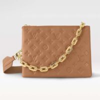 Louis Vuitton LV Women Coussin PM Handbag Camel Monogram Embossed Puffy Lambskin Calfskin Leather (8)