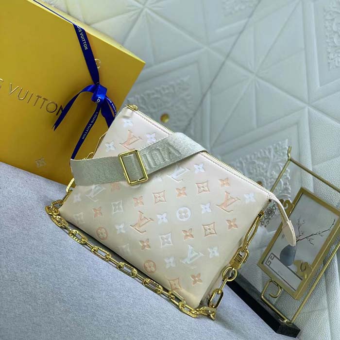 Louis Vuitton LV Women Coussin PM Handbag Crème Beige Lambskin Cowhide Leather (8)