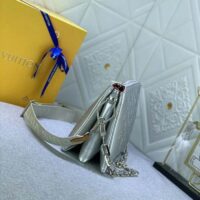 Louis Vuitton LV Women Coussin PM Handbag Silver Lambskin Cowhide Lining Zip Closure (2)
