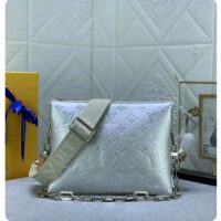 Louis Vuitton LV Women Coussin PM Handbag Silver Lambskin Cowhide Lining Zip Closure (2)