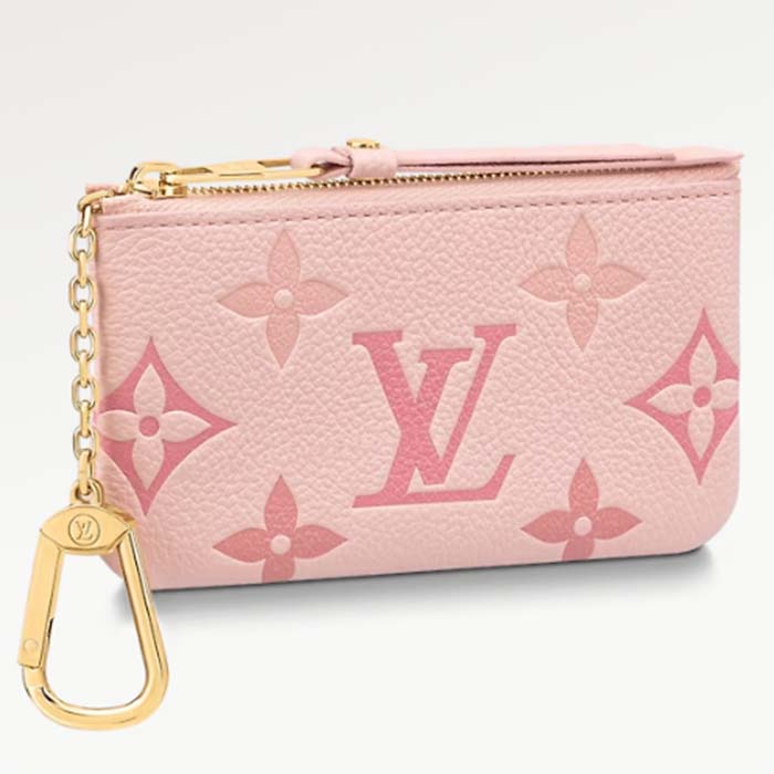 Louis Vuitton LV Women Key Pouch Pink Monogram Empreinte Embossed Supple Grained Cowhide Leather