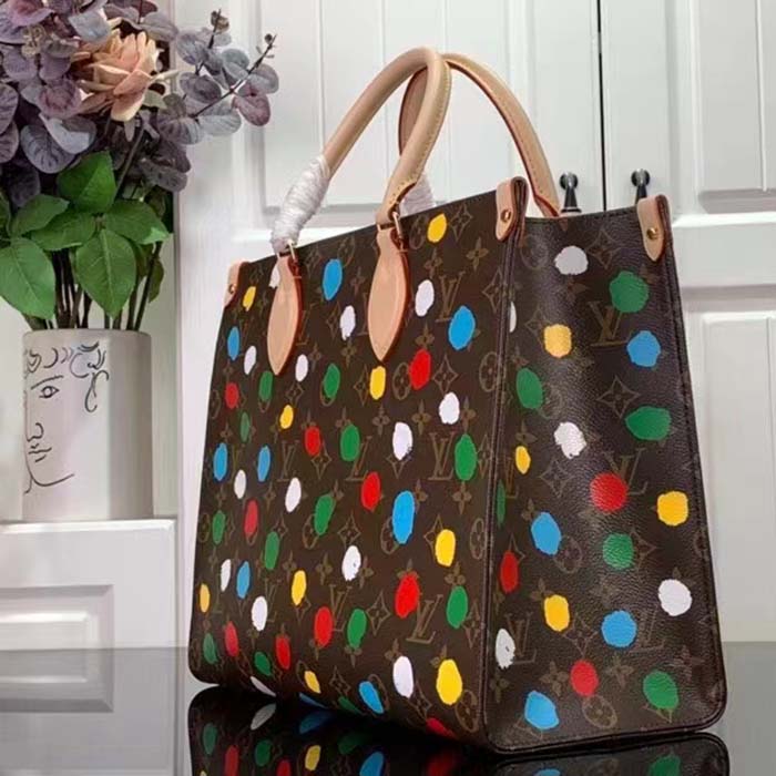 Louis Vuitton LV Women LV x YK OnTheGo MM​ Monogram Coated Canvas 3D Painted Dots Print (1)