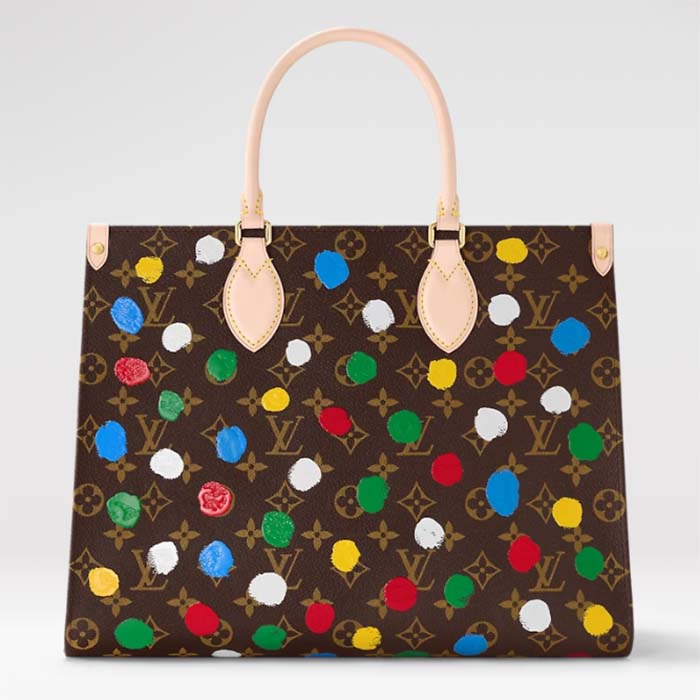 Louis Vuitton LV Women LV x YK OnTheGo MM​ Monogram Coated Canvas 3D Painted Dots Print