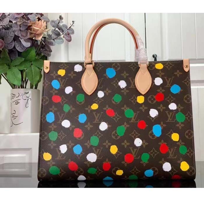 Louis Vuitton LV Women LV x YK OnTheGo MM​ Monogram Coated Canvas 3D Painted Dots Print (7)