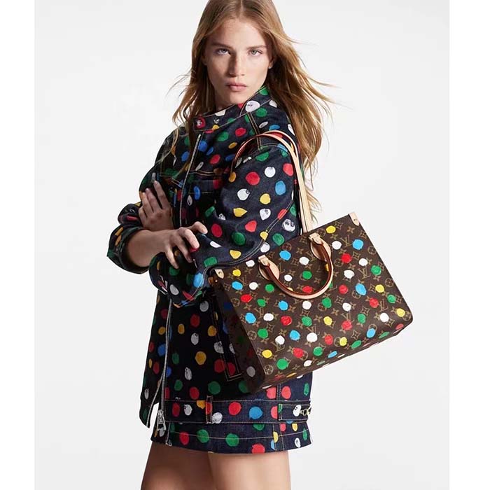 Louis Vuitton LV Women LV x YK OnTheGo MM​ Monogram Coated Canvas 3D Painted Dots Print (9)