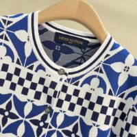 Louis Vuitton LV Women Monogram Flower Tile Jacquard Cropped Pullover Blue White Regular Fit