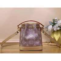 Louis Vuitton LV Women Nano Noé Bucket Bag Pink Monogram Coated Canvas Cowhide Leather (5)