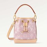Louis Vuitton LV Women Nano Noé Bucket Bag Pink Monogram Coated Canvas Cowhide Leather