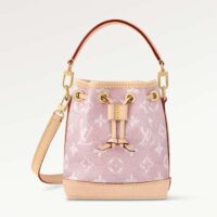 Louis Vuitton LV Women Nano Noé Bucket Bag Pink Monogram Coated Canvas Cowhide Leather (5)