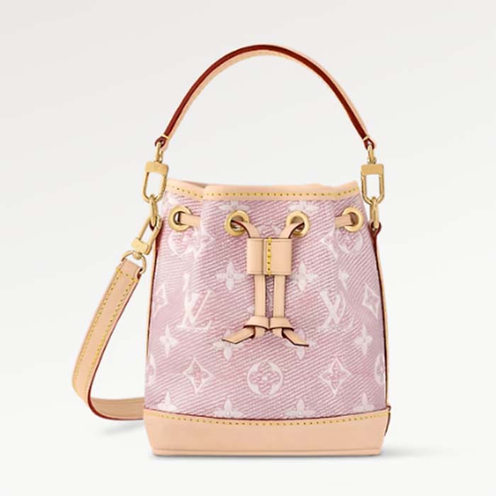 Louis Vuitton LV Women Nano Noé Bucket Bag Pink Monogram Coated Canvas Cowhide Leather