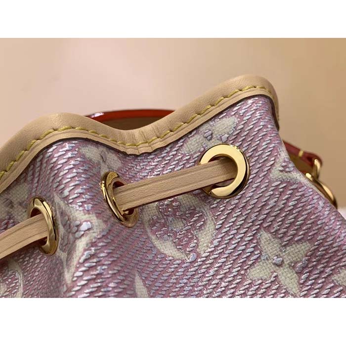 Louis Vuitton LV Women Nano Noé Bucket Bag Pink Monogram Coated Canvas Cowhide Leather (7)