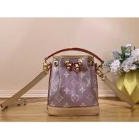 Louis Vuitton LV Women Nano Noé Bucket Bag Pink Monogram Coated Canvas Cowhide Leather (5)